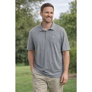 Travis Mathew Men's Heather Grey  Polo Shirt, Size XL (X-Large)